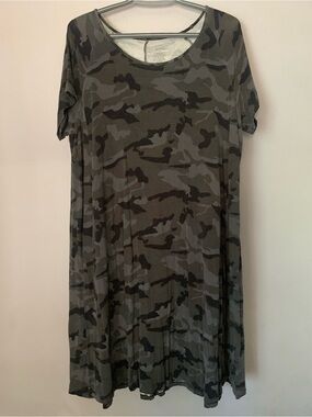 George 1X Gray Camo Print T-shirt Dress